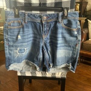 Aeropostale Medium Blue Distressed Denim Cutoff Shorts